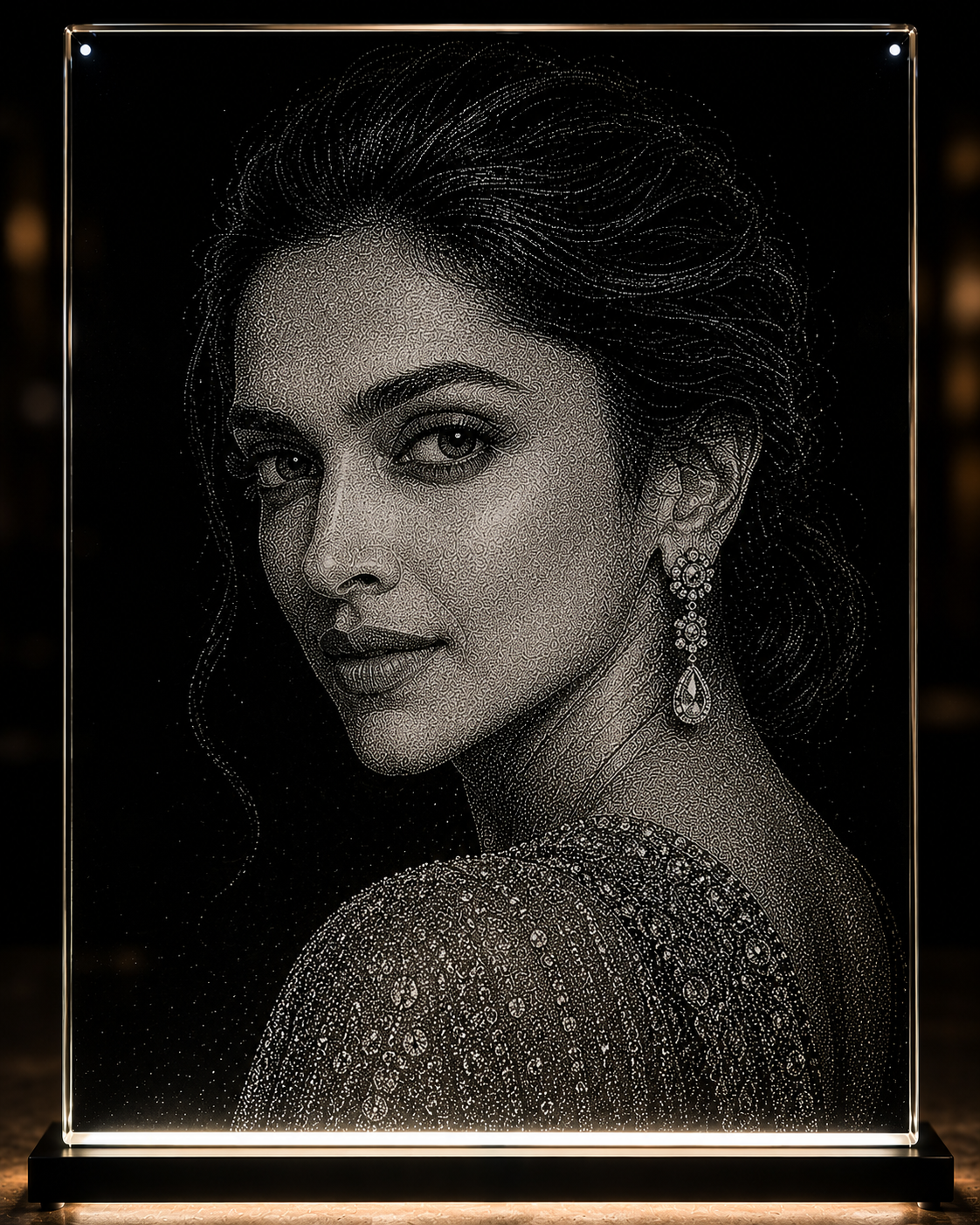 Deepika Padukone Glass & Marble Hammering Carved Painting Art